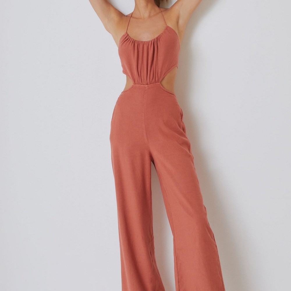Anthropologie Linen Bare Jumpsuit Size 8